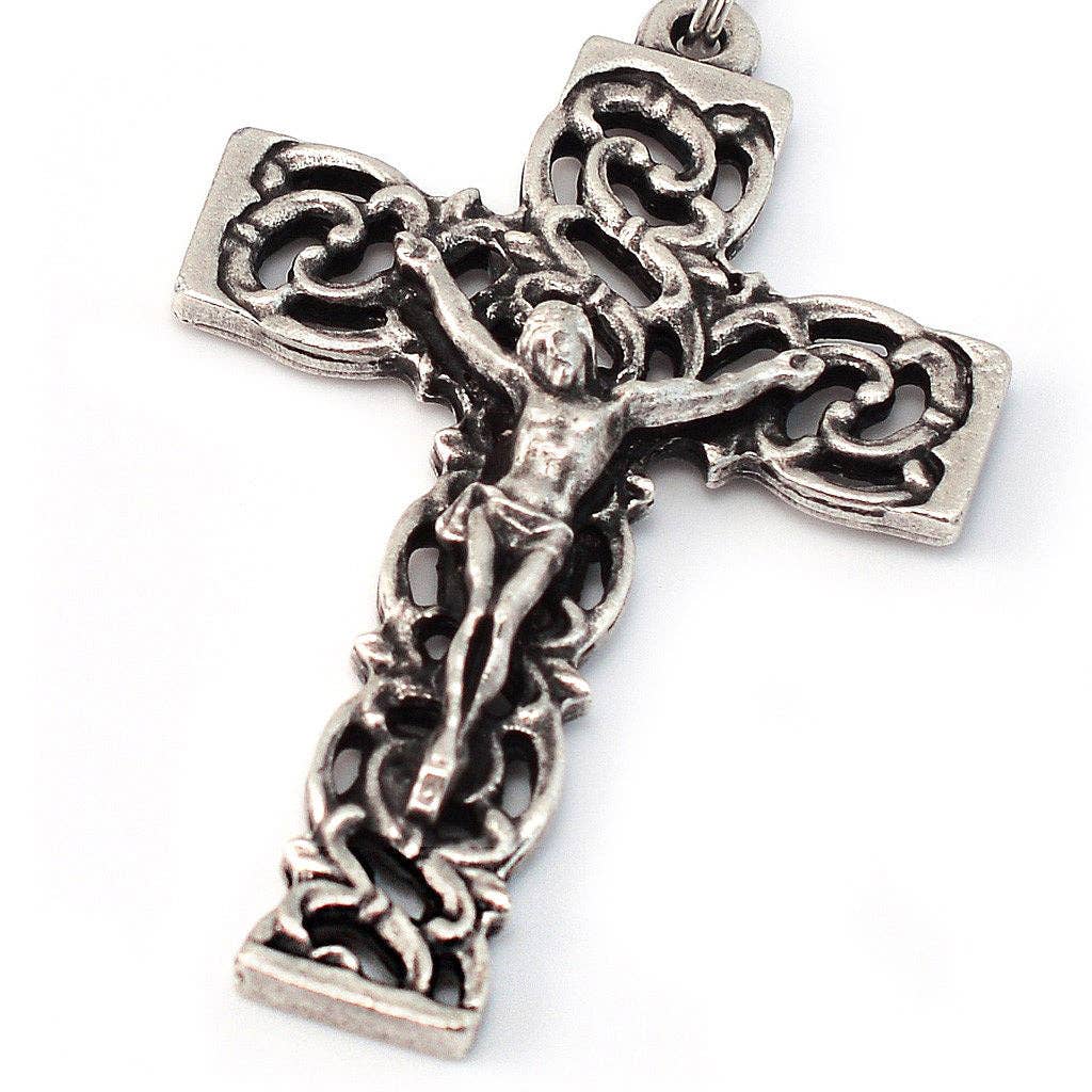 Annunciation Rosary, Silver & Bohemian Glass