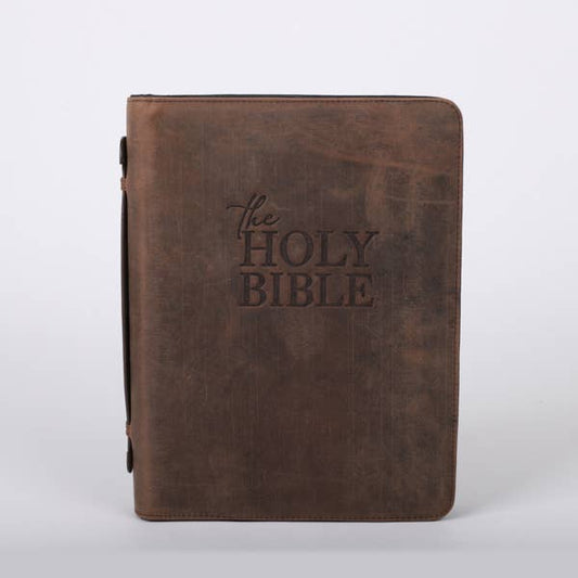 Bible Cover - Buffalo Leather - Holy Bible - L
