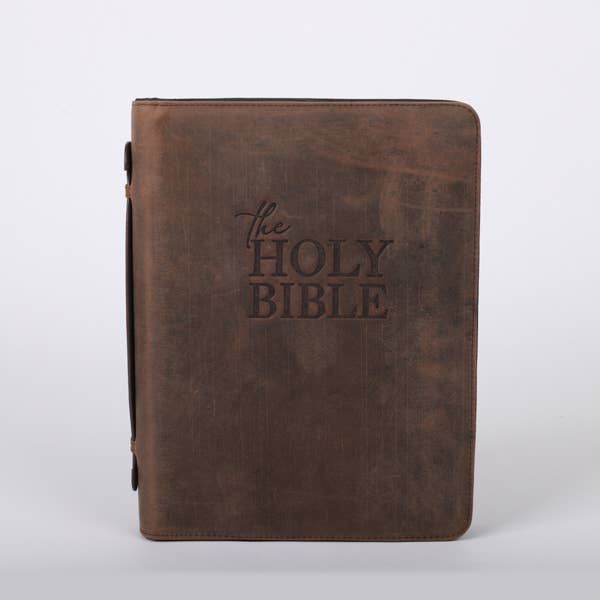 Bible Cover Leather Holy Bible Brown L