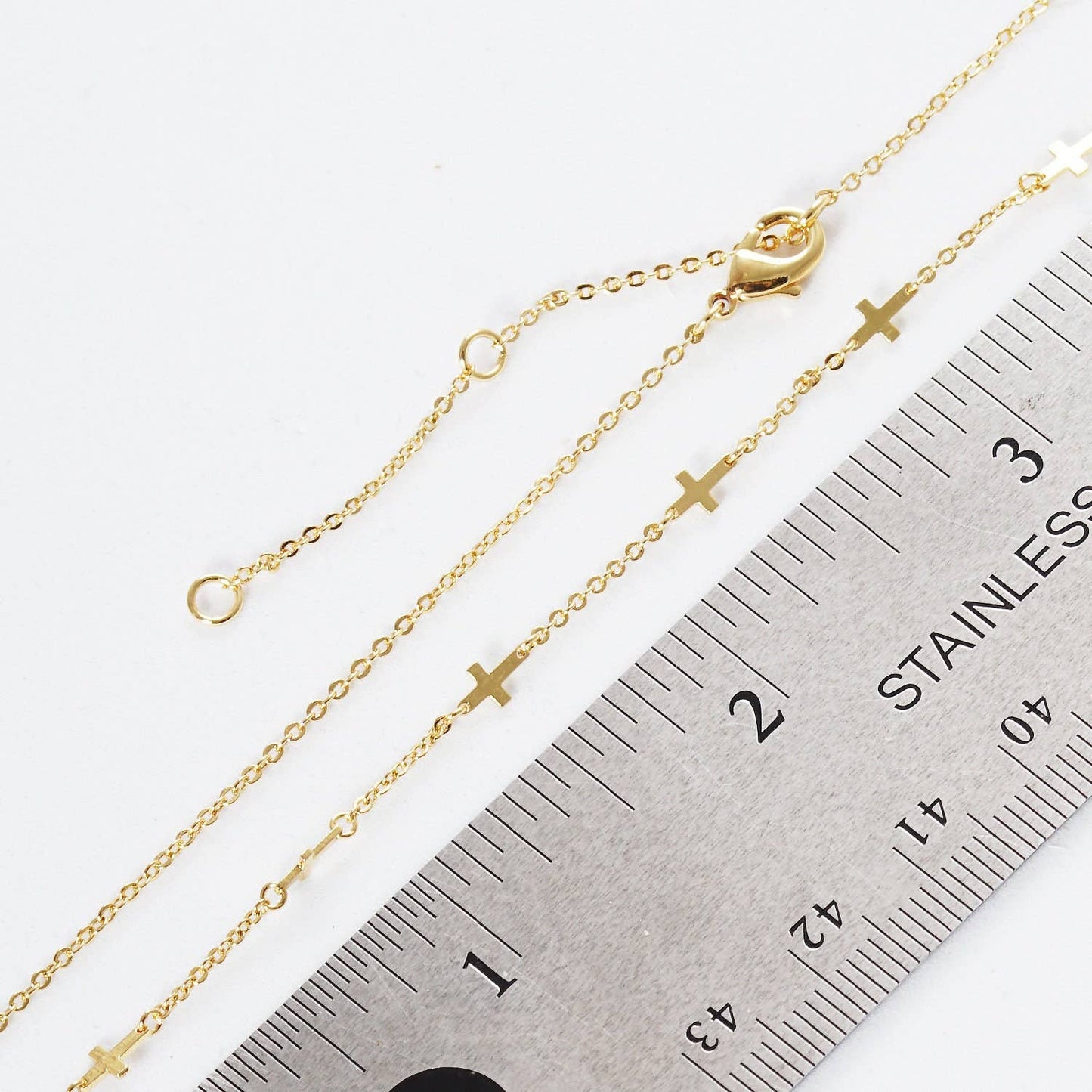 Gold Plated Chain w/ Dangling Crosses Necklace