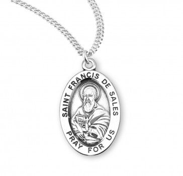 Saint Francis De Sales Oval Sterling Silver Medal