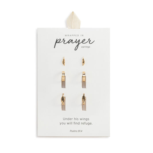 Wrapped in Prayer Dainty Wing Earrings Set of 3