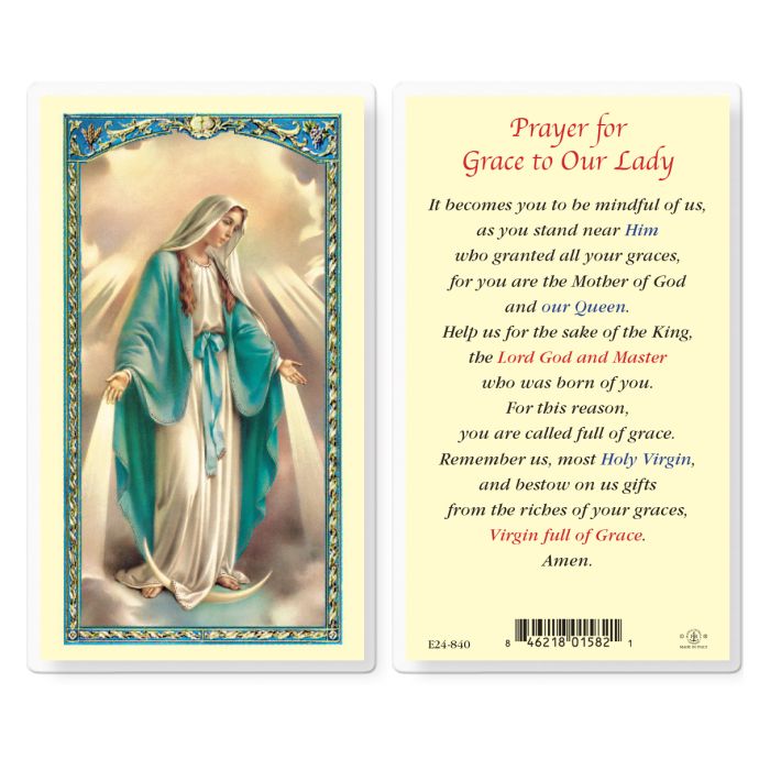 Holy Card - Laminated - Prayer for Grace to Our Lady
