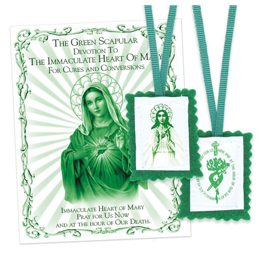 Green Scapular Felt - Immaculate Heart