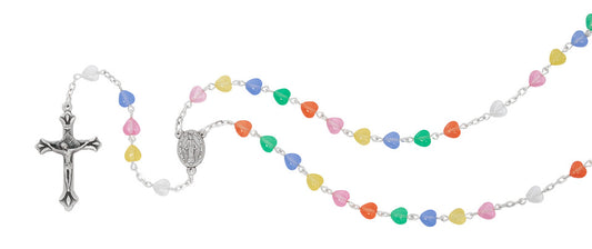 MULTI-COLOR OPAL HEART ROSARY