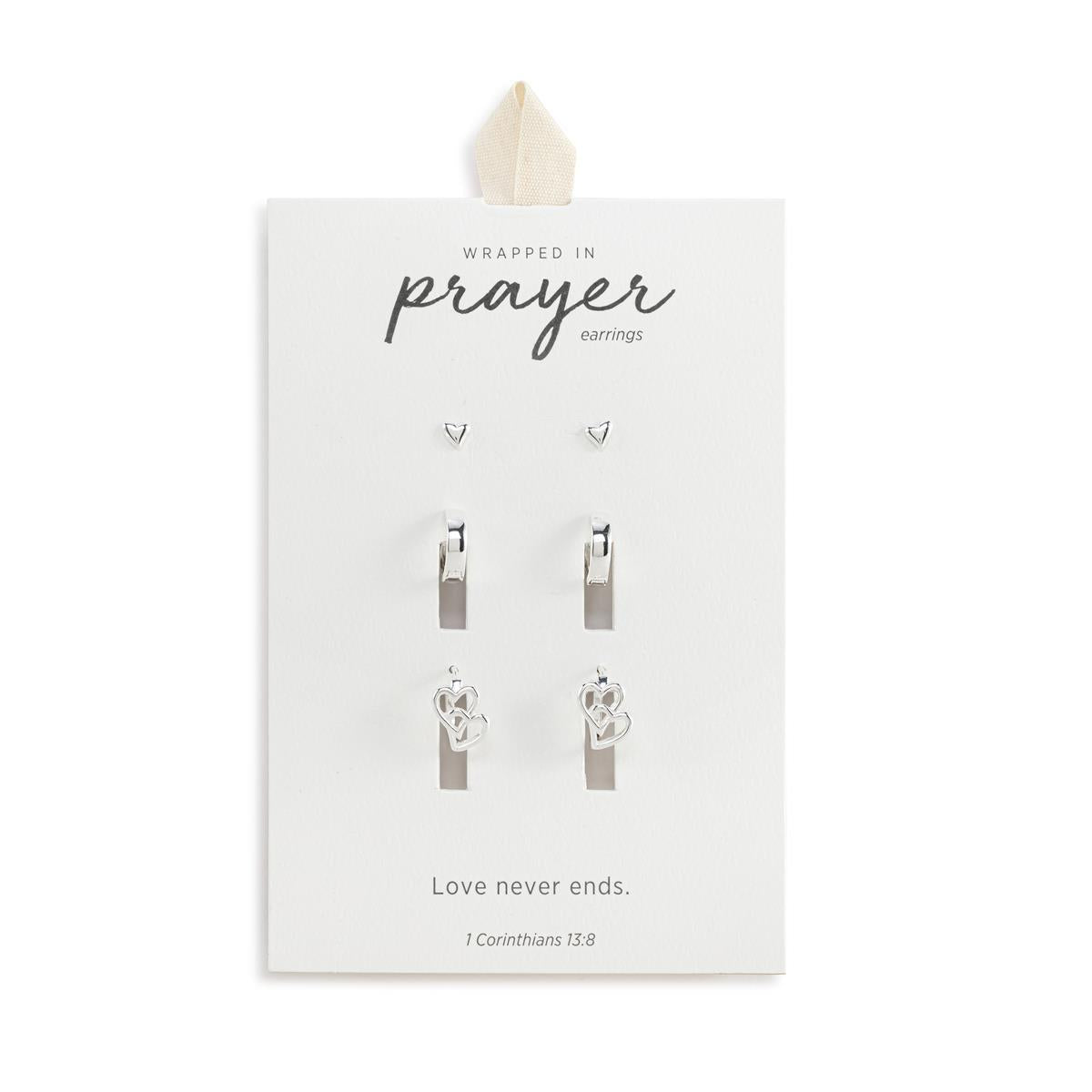 Wrapped in Prayer Dainty Double Heart Earrings Set of 3