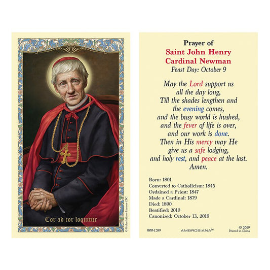 Holy Card - Laminated - John Henry Cardinal Newman
