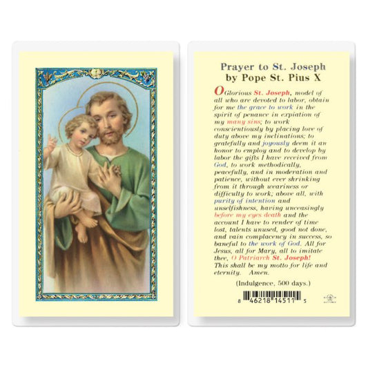 Holy Card - Laminated - 800-274 Joseph By Pope Pius X
