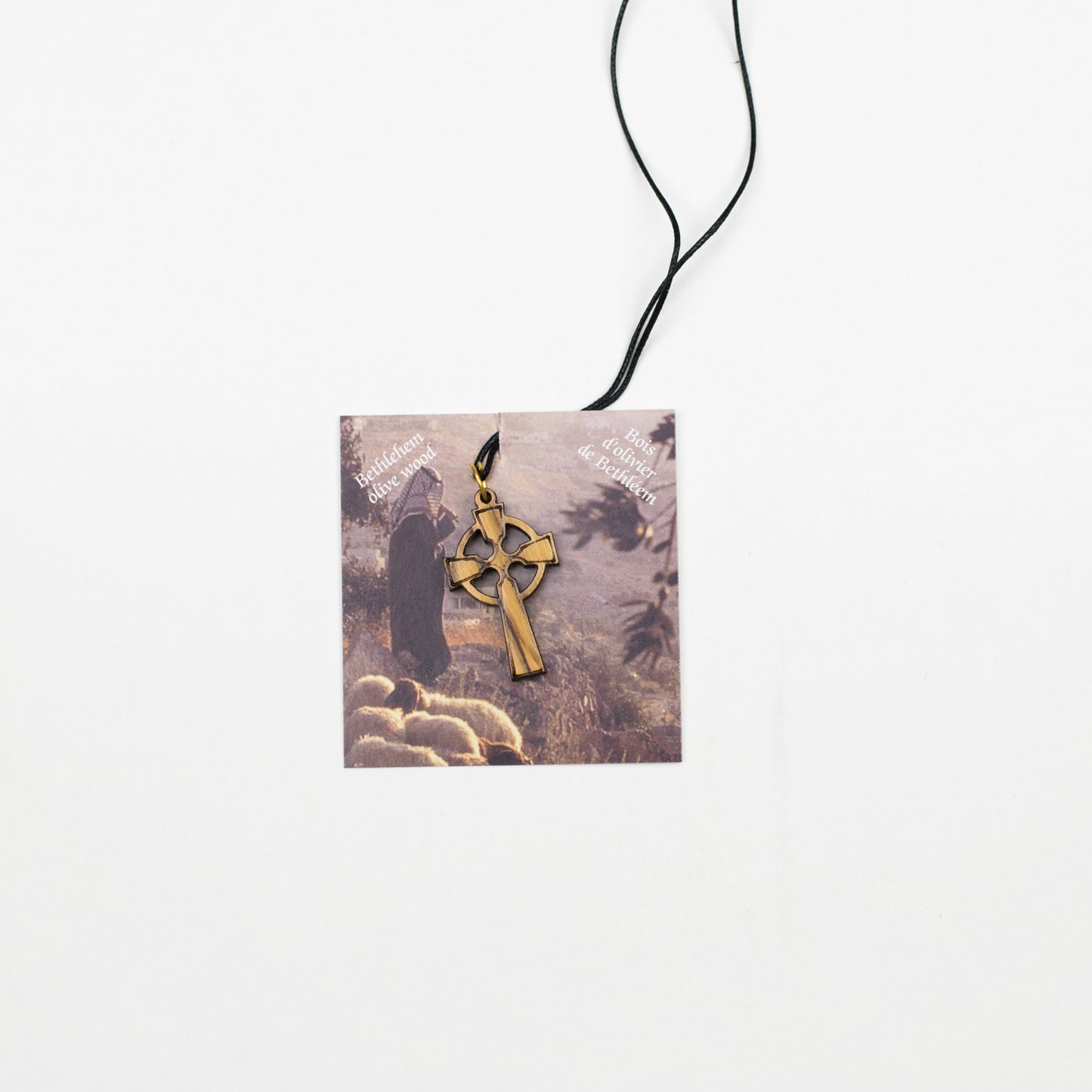 Olive Wood Celtic Cross Pendant 1 3/8"