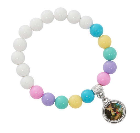 WHITE & COLORFUL STRETCH KIDS BRACELET