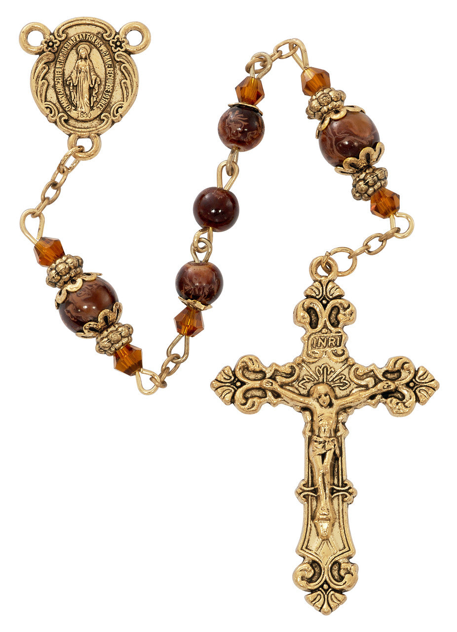 6MM BROWN MARBELIN BEAD ROSARY