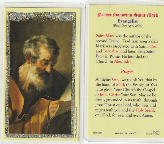 Holy Card - Laminated - Mark The Evangelist