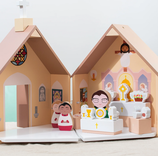 Wooden Catholic Church Playset