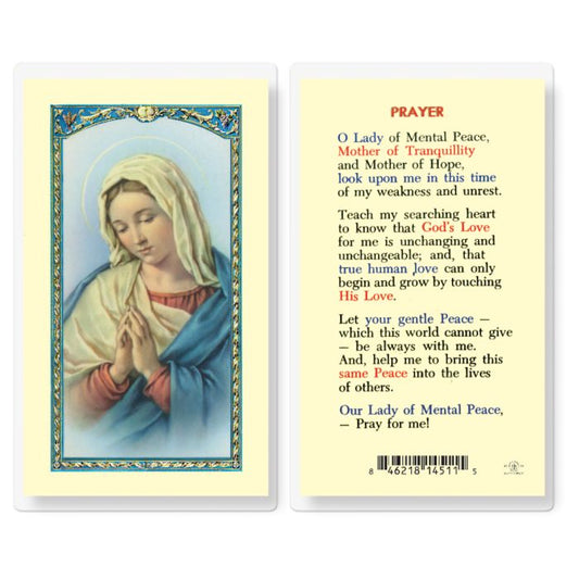Holy Card - Laminated - 800-193 Prayer Our Lady of Mental Peace