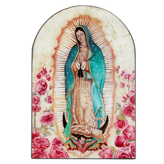 Our Lady of Gaudalupe Wood Arched Plaque