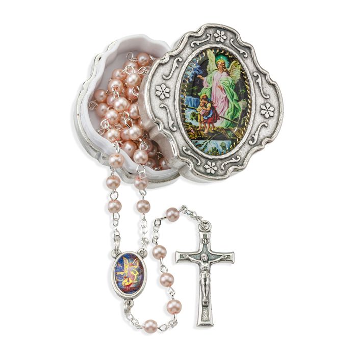 Pink Rosary With Baroque Box