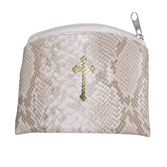 BEIGE REPTILE ROSARY POUCH