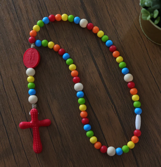 Chews Life Silicone Rosary - Rainbow