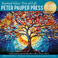 Stained Glass Tree of Life 1000-Piece Jigsaw Puzzle (Printed on Reflective Foil for Realistic Effect!)