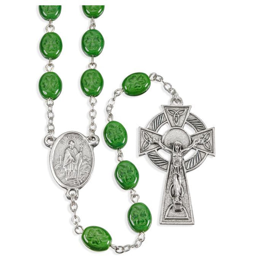 Saint Patrick Rosary with Flat Shamrock Beads