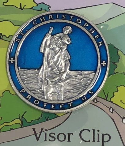 Visor Clip, Metal Christopher (blue enamaled)