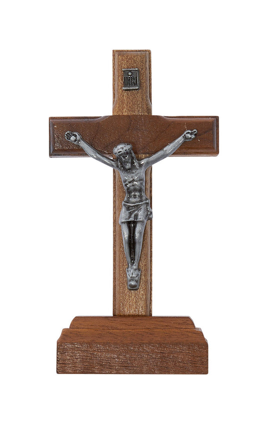 3.75" WALNUT STANDING CRUCIFIX