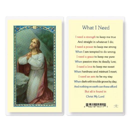 Holy Card - Laminated - What I Need