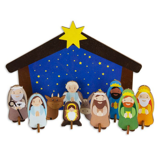 Wooden Children's Buildable Standing Nativity Kit