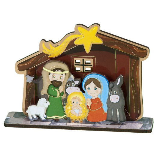 Wooden Christmas Kiddie Nativity Scene Set 3 1/2" x 5" x 5"